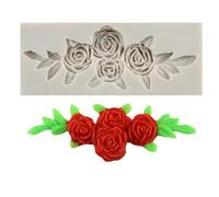 Silicone Molds,Chocolate Molds,11x4.6cm Rose Flower Silicone Mold Candy Resin Clay Mold Leaves Cake Border Chocolate Mold Fondant Cake Decorating Tools