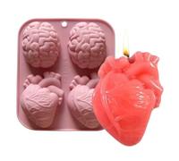 Silicone Molds For Organs - Heart Molds 4 Pieces | Mold Đe Silicone D´e Heart Human Heart, oldes Dandeles D¨e Chocolate Shaped Dé Brain, Mold Moldes ´ Çorazón Đé Brain 3D Handmade, Manual