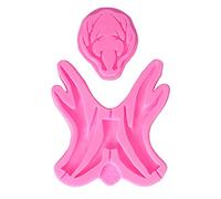 Silicone Molds Lovely Antler Chocolate Fondant Nonstick Portable Pink 2Pcs for Christmas Cake