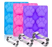 Silicone Molds Puppy Dog Paw and Bone Cookie Cutter, Non-Stick Food Grade Silicone Molds for Chocolate, Candy, Jelly, Ice Cube, Dog Treats, Cake Baking Mould(Puppy Paw Bone Set of 6PCS)
