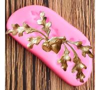 Silicone Molds Supplies,7.2x3.5cm Acorn Leaves Border Silicone Molds Cupcake Topper Fondant Cake Decorating Tools Nut Chocolate Gumpaste Candy Clay Moulds