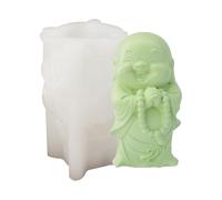 Silicone Monk Mold for Detailed Decorative Figure Casting | Flexible Silicone Construction, Open-Top Cavity, Distinctive Smiling Monk Shape for Decorative Cast Pieces