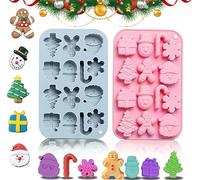 Silicone Mould, 2PCS Christmas Tree Snowman Santa Snow Shapes Cake Moulds Soap Candy Chocolate Muffin Jelly Trays Baking Molds for Xmas New Year Cake Decoration