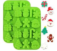 Silicone Mould, 2PCS Christmas Tree Snowman Santa Snow Shapes Cake Moulds Soap Candy Chocolate Muffin Jelly Trays Baking Molds for Xmas New Year Cake Decoration