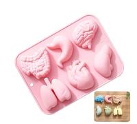 Silicone Mould - 6 Cavity Heart & Brain Organ Cake Silicone Moulds, Reusable Flexible Molds | Fondant, Chocolate, Candy & Ice Mold DIY, 6.81 Inch, For Dough