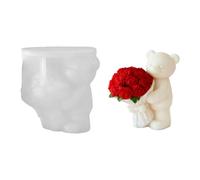 Silicone Mould Bear with Roses, Silicone Moulds Casting Moulds Bear, Candle Moulds Silicone Teddy Bear, 3D Silicone Mould Valentine's Day Candles Animals, Candle Moulds for Casting for Plaster Scented