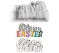 Silicone Mould Easter Letters, Silicone Moulds Casting Moulds Easter, Silicone Mould Rabbit Letters "Happy Easter" Casting Mould Rabbit, Silicone Casting Mould Easter Bunny for DIY Concrete Plaster (A