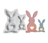 Silicone Mould Easter Rabbit, Silicone Moulds Casting Moulds Easter, Pair of Silicone Mould Easter Bunny with Easter Egg and Flowers, Casting Mould Easter Bunny, Plaster Moulds for Casting Rabbit for