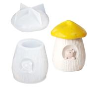 Silicone Mould for Preserving Jars, Pudding Container Mould | with Lid Squirrel Design Silicone Pot Mould Set for Pudding | for DIY, Resin, Jewellery, Confectionery and
