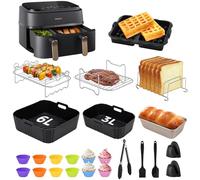 Silicone Mould Hot Air Fryer Accessories for Philips Airfryer Dual Basket 3000/5000 Series, Airfryer Accessories Includes Silicone Mould, Waffle Iron, Grill Rack, Bread Baking Moulds for Philips NA350