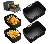 Silicone Mould Hot Air Fryer Accessories for Russell Hobbs 2 Chambers 9L Airfryer, Pack of 2 Russell Hobbs Hot Air Fryer 9L, Cosori Dual Zone 8.5 L, Ninja Foodi MAX 9.5L Air Fryer Silicone Insert