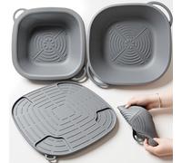 Silicone Mould Hot Air Fryer Complete Closed Design Airfryer Silicone Mould Includes 2 Air Fryer Silicone Insert and 1 Heat Resistant Mat for Ni-n-ja Cr-is-pi Airfryer FN101GY、FN101SG、FN101ST