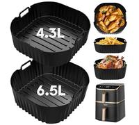 Silicone Mould Hot Air Fryer for Cosori Turbo Tower Pro 10.8L, Pack of 2 Reusable Airfryer Accessories (6.5L/4.3L), COSORI Turbo Tower/Pro/Smart10.8L Hot Air Fryer Accessories