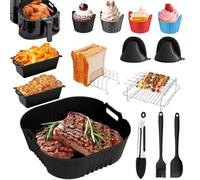 Silicone Mould Hot Air Fryer for Philips HD9270/90, 19 Pieces Airfryer Silicone Mould Set for Philips 5000 Series HD9285/90 with Cooking Grate Cake Bread Mould Silicone Mould Insert Air Fryer