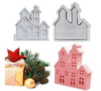 Silicone mould, non-stick Christmas house table decoration, a pair of building moulds, suitable for chocolate, fondant, clay, living room, office, school, birthday, wedding