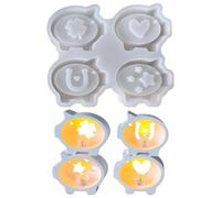 Silicone Mould Pig Clover Leaf Silicone Mould Lucky Pig Stars Heart Silicone Moulds Casting Moulds Pig Clover Four Leaf 3D Casting Moulds Silicone New Year Christmas, Plaster Moulds for Casting (A)