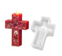 Silicone Mould with Jesus Cross - Floral Crucifix Mould with 3D Rose for Making and Soap, Religious Resin Stamp Detailed for Epoxy Resin, Plaster E, Decoration