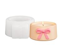 Silicone Moulds Candle Holder Tea Light Silicone Mould Candle Holder Round Bowl Small with 3D Bows Silicone Tea Light Holder Flower Pot Moulds for Plaster Concrete Epoxy Resin (B)