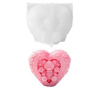 Silicone Moulds Casting Moulds Heart Bear, Silicone Mould Bear with Heart, Candle Moulds Silicone, Candle Mould Teddy Bear, 3D Plaster Candles Silicone Mould Valentine's Day, Candle Moulds Silicone