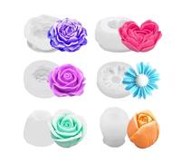 Silicone Moulds, Casting Moulds, Silicone, 3D Plaster Moulds for Casting, Heat Resistant and Easy to Release, Perfect for Beginners and Crafters and Ideal as a Gift (6 Items)