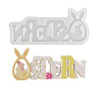 Silicone Moulds Easter Letters Silicone Mould Easter Casting Moulds Silicone Word Casting Mould Silicone Easter with Easter Bunny & Easter Egg DIY Casting Mould Easter for Plaster Concrete Epoxy Resin