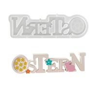 Silicone Moulds Easter Letters Silicone Mould Easter Casting Moulds Silicone Word Casting Mould Silicone Easter with Easter Bunny & Easter Egg DIY Mould Easter for Plaster Concrete Epoxy Resin Casting