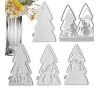 Silicone Moulds for Christmas - Silicone Reusable Non-Adhesive 4-Piece Tree Shaped Epoxy Resin Casting Moulds for Holidays Birthdays and Celebrations for Epoxy Resin Clay Soap and Plaster Home