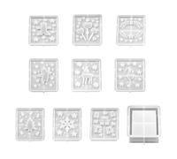 Silicone Moulds for Crafts - Set of 10 Resin Plaster Moulds Christmas Box, Table Decoration for Clay Wax Know Fondant Window Fireplace Shelf Nativity Scene