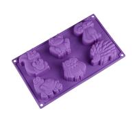 Silicone Moulds for Wax Melts Baking Chocolate Candy Soap, Reusable Non-Stick Muffin Cupcake Mould, 6 Cavity Theme of Animals, Colour Random