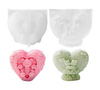 Silicone Moulds Heart Bear Silicone Mould Bear with Heart, Candle Moulds Silicone, Candle Mould Teddy Bear, 3D Plaster Candles Silicone Mould Valentine's Day, Candle Moulds Silicone for Plaster