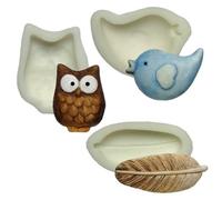 Silicone Moulds - Set of Three - Owl, Bird & Feather - Food Safe