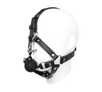 Silicone Mouth Ball Gag with Nose Hook Head Harness Open Mouth Gag Muzzles Restraint Leather Mask Bondage Slave Sex Toy for Men Women Couple