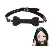 Silicone Mouth Gag Ball Gag Open Mouth Bondage Gag Silicone Restraint Adjustable Bone Gag Lips Trainer SM Leather Bondage Sex Toys for Couples