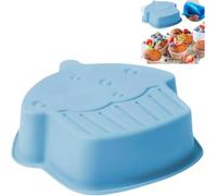 Silicone Muffin Cases for Airfryer| Non Stick Air Fryer Teddy, Round, Gingerbread, Cupcake, Heart, Star Shape Baking Pan Tray (Junior Chef Cupcake Blue Mould)