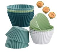 Silicone Muffin Cups - 12Pcs Pastry Cake Mold, Cupcake Moulds | Multicolor Reusable Silicone Baking Cases Muffin Molds Liners Round Cupcake Wrapper Cups Holders for Candies