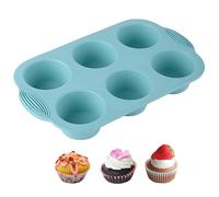 Silicone Muffin Pan, 6-Cavity Nonstick Large Baking Tray for Muffins,Food Grade Silicone Cupcake Pan,BPA Free, Baking Tray for Brownies, Jellies, Pudding, Sandwich Cookies