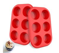 Silicone Muffin Pan 6 Cup, European LFGB Silicone Cupcake Baking Pan - Set of 2, Non-Stick Muffin Tins, LFGB Approved Egg Muffin Tray, Food-Grade Muffin Molds