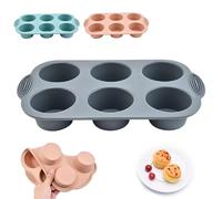 Silicone Muffin Pan 6-Cup - Non-Stick & BPA-Free Cupcake Pans | Temperature Resistant Baking Mold for Muffins, Cakes, Biscuits | Flexible & Easy to Clean Silicone Bakeware Tray, 11.7 x 7 inch (Gray)