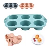 Silicone Muffin Pan 6-Cup - Non-Stick & BPA-Free Cupcake Pans | Temperature Resistant Baking Mold for Muffins, Cakes, Biscuits | Flexible & Easy to Clean Silicone Bakeware Tray, 11.7 x 7 inch(Green)