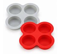 Silicone Muffin Pan and Cake Mould for Egg Custard and Mini Desserts | Make cakes, egg custard & chilled desserts. 4-round-cavity silicone mould, flexible for easy release & reusable.(2PC-C)