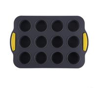 Silicone Muffin Pan with 12 NonStick Holes and Handle, Dishwasher Safe Baking Tray for Cupcakes and Egg Bites (Grey 2)