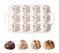 Silicone Muffin Trays 12 Cavity Mini Fluted Tube Cake Moulds with Handles Food Grade Non-Stick Mini Cake Tins for Baking Cupcakes, Donuts Jelly Desserts Confetti Speckled for Home Baking & Buddy party