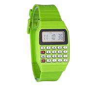 Silicone Multi Time Electronic Wrist Calculator Watch Big Wrist Watches for Men (Green, One Size)