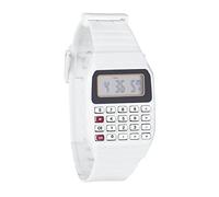 Silicone Multi Time Electronic Wrist Calculator Watch Big Wrist Watches for Men (White, One Size)
