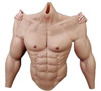 Silicone Muscle Chest Bodysuit with Arms, Realistic Fake Muscle Vest for Cosplay and Halloween Costume, Male Chest Simulation, Perfect for Dress-Up