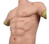 Silicone Muscle Suit Fake Muscle Realistic Abs Human Soft Skin Texture for Male Strong, Mens Drag, Cosplay,Bronze-S