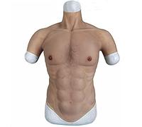 Silicone Muscle Suit, High Neckline Realistic Fake Chest Costume for Cosplay, Halloween Props - Muscle Chest for Performance and Creative Dress-Up