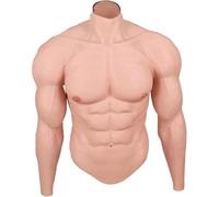 Silicone Muscle Suit - Realistic Fake Male Chest with Arms Abs Costume Cosplay Halloween Party Supplies(Colour 2,XL)