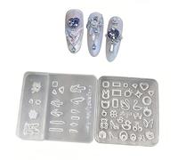 Silicone Nail Art Molds,2Pcs 3D Heart Star Gem Diamond Nail Charm Molds,Clear Modeling Templates Resin Craft Making Tool Mould for Nail Art Design Decoration Supplies