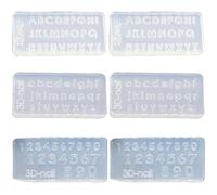 Silicone Nail Art Molds,6Pcs 3D Arabic Numerals Capital Lowercase Letters Nail Charm Molds,Clear Modeling Templates Resin Craft Making Tool Mould for Manicure Design